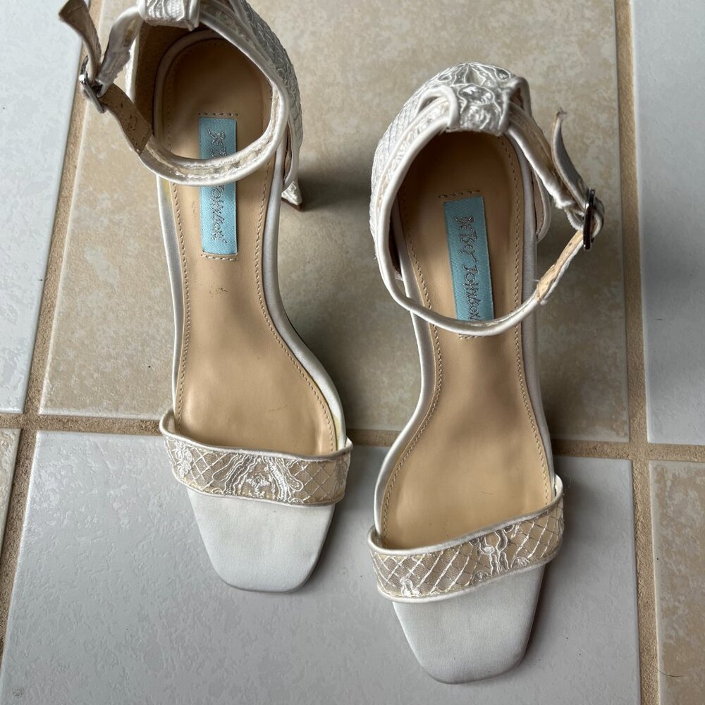 Betsey Johnson White Lace Heels